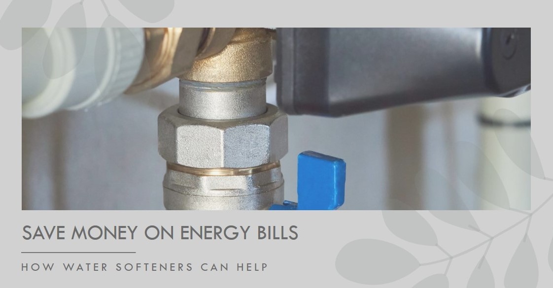 A picture with pipes and valves and showing how water softener can save money on energy bills